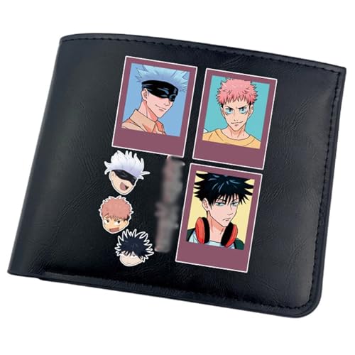 ZILUXI Jujut-su Kais-en Anime-Geldbörsen, Zweifach Gefalteter Geldbörse Klein, PU-Leder Wallet Geldbörsen mit Münzfach, für die Schule Familie Jungen Mädchen Anime Fans(Color:Black 7) von ZILUXI