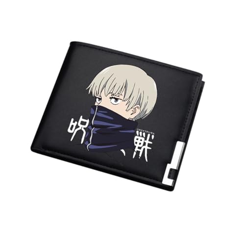 ZILUXI Jujut-su Kais-en Brieftasche Anime, Schmale Bi-Fold Geldbeutel Klein Damen, Kunstleder Geldbörse Münzbörse Wallet, für Damen Herren Mädchen Jungen(Color:Black 1) von ZILUXI