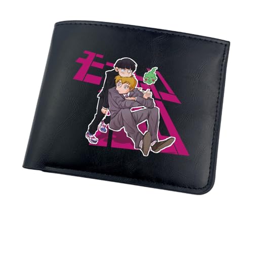 ZILUXI M-ob Psyc-ho 100 Anime-Geldbörsen, Cartoon-Münztasche Kleine Geldbörse, Kunstleder Kartenetui Geldtasche mit Münzfach, für die Schule Familie Jungen Mädchen Anime Fans(Color:Black 1) von ZILUXI