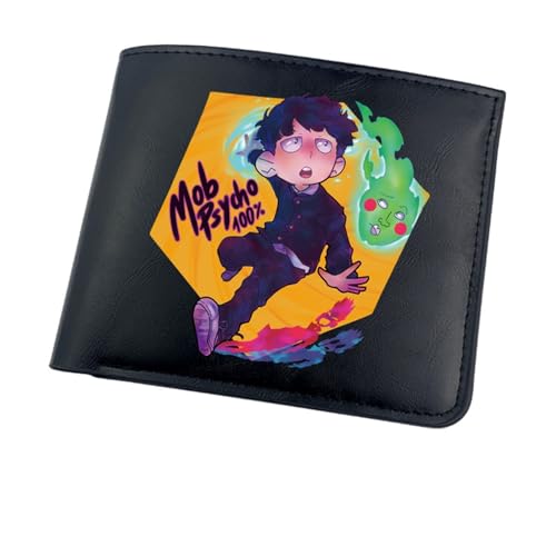 ZILUXI M-ob Psyc-ho 100 Anime-Geldbörsen, Cartoon-Münztasche Kleine Geldbörse, Kunstleder Kartenetui Geldtasche mit Münzfach, für die Schule Familie Jungen Mädchen Anime Fans(Color:Black 9) von ZILUXI