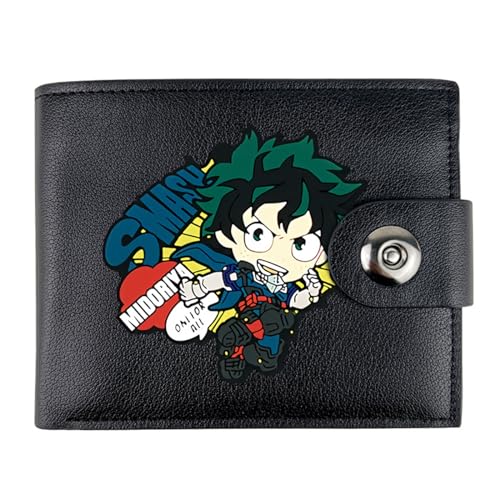 ZILUXI My He-ro Academ-ia Kinder Geldbeutel Jungs, Karikatur Portmonee Klein Kompakt, PU-Leder Geldbörse Brieftasche Wallet, für die Schule Familie Jungen Mädchen Anime Fans(Color:Black 1) von ZILUXI