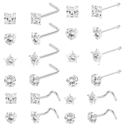12 Stück Nasenpiercing Chirurgenstahl Damen Herren, nose pin zirconia diameter 3 mm, Nasenpiercing Ring Silber Nasenpiercing Stecker Septum Ringe Nose Nostril Piercing Nasenstecker Nasenring Piercing 12 Stück Nasenpiercing Chirurgenstahl Damen Herren, nose pin zirconia diameter 3 mm, Nasenpiercing Ring Silber Nasenpiercing Stecker Septum Ringe Nose Nostril Piercing Nasenstecker Nasenring Piercing von ZILZUFA