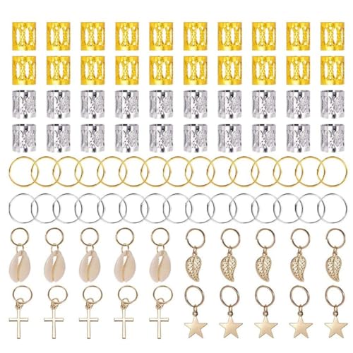140 Stück Dreadlocks Schmuck, Verstellbar Haarperlen, Haarschmuck Pirat, Haarperlen Clips, Goldener Haarschmuck, Hair Charms, Dreadlocks Perlen Flechtet Haar Schmuck für Männer Und Frauen Geeignet von ZILZUFA