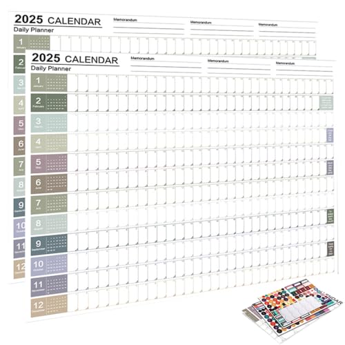 2 Stück XXL Jahresplaner 2025 Kalender (74.2 x 52.5 cm) GEFALZT in Poster Größe, Querformat, gefaltet - Wandplaner 2025 groß, Jahreskalender, Plakatkalender, Wall Calendar von ZILZUFA