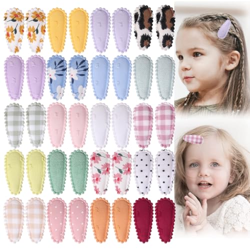 40 Stück Haarspangen Mädchen, 3.7cm Haarspangen Kinder Süße Haarclips Metall Snap Haarklammern, Haarspangen Baby in Bonbonfarbe für Party, Haarspange Mädchen 20 Farben von ZILZUFA