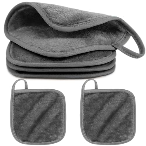 6 Stück Microfaser Abschminktücher Waschbar für Schonende Gesichtsreinigung, Quadrat Mikrofaser Waschlappen Gesicht Gesichtstücher Mini Handtücher Makeup Entferner Tuch (20x20cm) von ZILZUFA