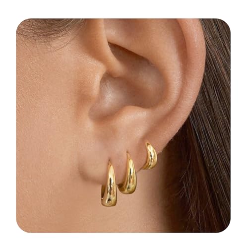 Creolen Gold für Damen Ohrringe Gold Creolen Set Hypoallergen Ohrringe Creolen Leichte Creolen Goldene Ohrringe für Mädchen von ZILZUFA