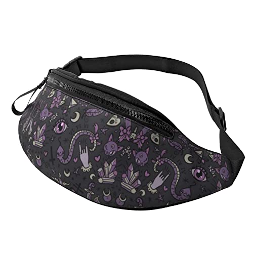 Lila Schwarz Goth Gruselige Crossbody Tasche Hüfttasche Handy Gürteltasche Übung Yoga Reise Laufen Freisprecheinrichtung Geldbörse von ZIMBRO