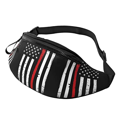 Red Line Feuerwehrmann USA Flagge Crossbody Tasche Hüfttasche Handy Gürteltasche Übung Yoga Reise Laufen Freisprecheinrichtung Geldbörse von ZIMBRO