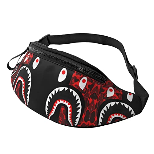 Rot-schwarzer Hai Crossbody Tasche Hüfttasche Handy Gürteltasche Übung Yoga Reisen Laufen Freisprecheinrichtung Geldbörse von ZIMBRO