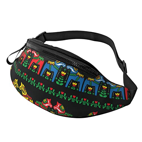 Runner Schwedisches Dala-Pferd Folk Crossbody Tasche Hüfttasche Handy Gürteltasche Übung Yoga Reisen Laufen Freisprecheinrichtung Geldbörse von ZIMBRO