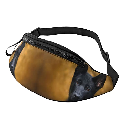 Schwarze deutsche Hund Crossbody Tasche Hüfttasche Handy Gürteltasche Übung Yoga Reise Laufen Freisprecheinrichtung Geldbörse von ZIMBRO