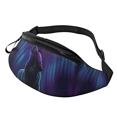 Wölfe Howl in the Northern Lights Crossbody Tasche Hüfttasche Handy Gürteltasche Übung Yoga Reisen Laufen Freisprecheinrichtung Geldbörse von ZIMBRO