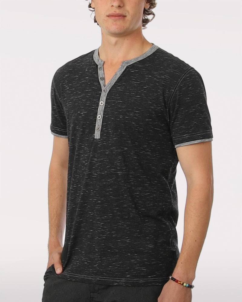 Neue Ankunft - Zimego Herren Kurzarm Doppellagig V-Ausschnitt Fashion Henley Mit Knopfleiste von ZIMEGO
