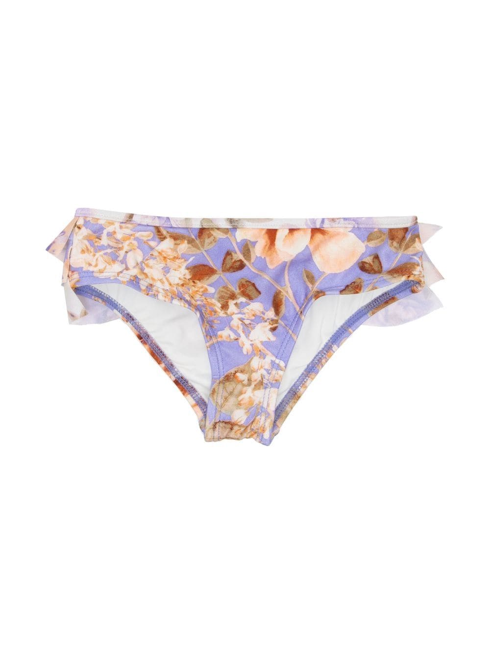 ZIMMERMANN Kids Gerüschtes Bikinihöschen mit Blumen-Print - Violett von ZIMMERMANN Kids