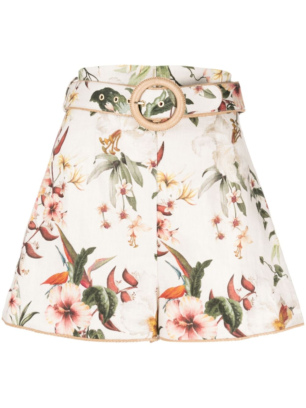 ZIMMERMANN Lexi Leinenshorts mit Blumen-Print - Nude von ZIMMERMANN