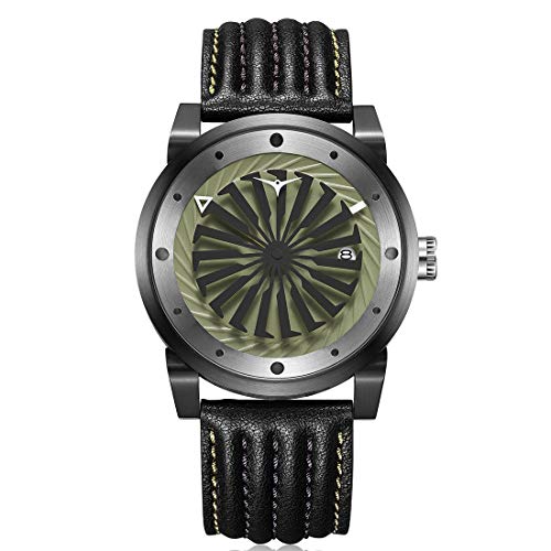 ZINVO Blade Hunter Silver Herren Uhrwerk schwarz grün Leder Stahlgehäuse von ZINVO