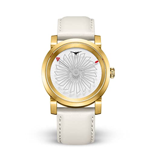 ZINVO Damen Uhr Automatik Analog Edelstahl Gold Leder Weib ALLURE von ZINVO