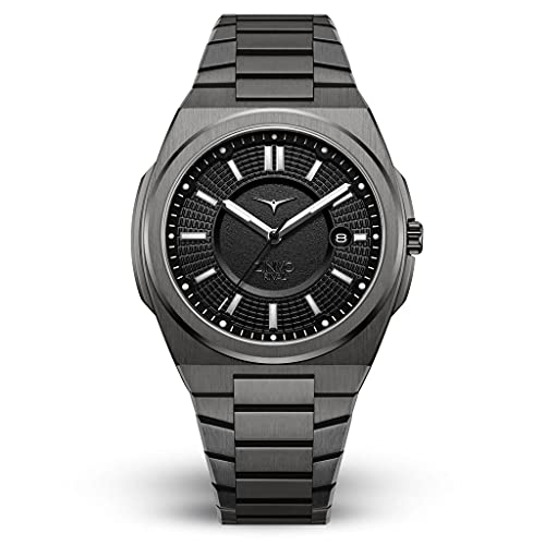 ZINVO Rival Gunmetal Quarz Stahl IP Schwarz Datum Silikon Saphir Herren Uhr von ZINVO