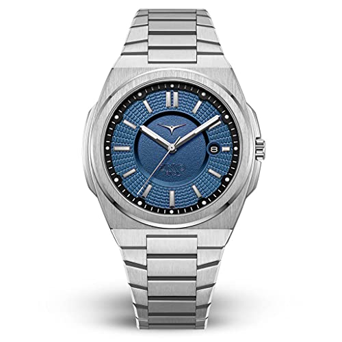 ZINVO Rival Marine Quarz Stahl Blau Datum Silber Silikon Saphir Herren Uhr von ZINVO