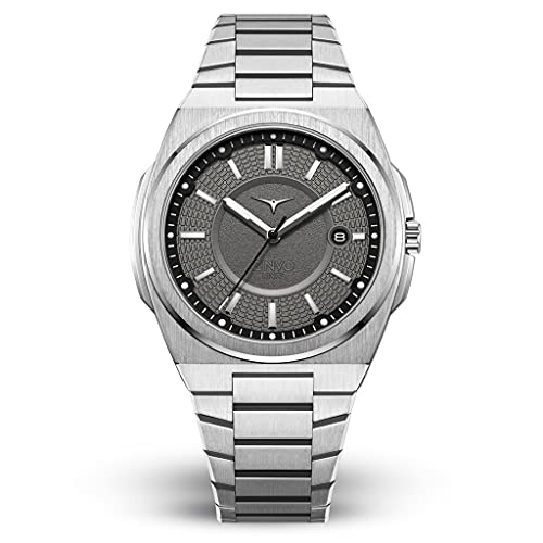 ZINVO Rival Silver Quarz Stahl Grau Datum Silber Silikon Saphir Herren Uhr von ZINVO