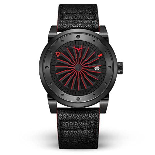 Zinvo Blade Corsa Turbine Automatik Miyota Edelstahl 316L IP Schwarz Rot Datum Leder Sapphire Herren Uhr von ZINVO