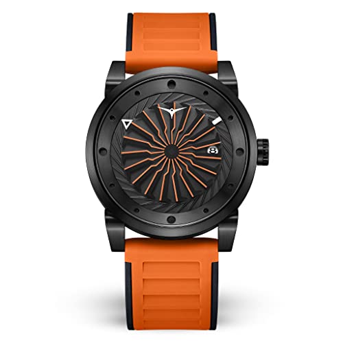Zinvo Herren Uhr Automatik Analog Edelstahl Silikon Orange Turbine Blaze Herren Uhr von ZINVO