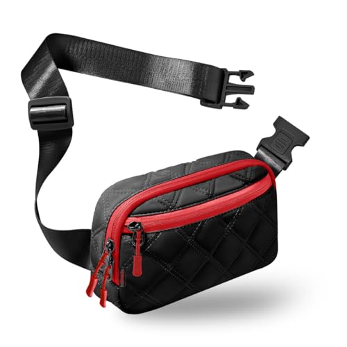 ZINZ Fanny Pack Hüfttasche für Reisen und den Täglichen Gebrauch, Umhängetasche für Damen und Herren,Schwarz Rot von ZINZ