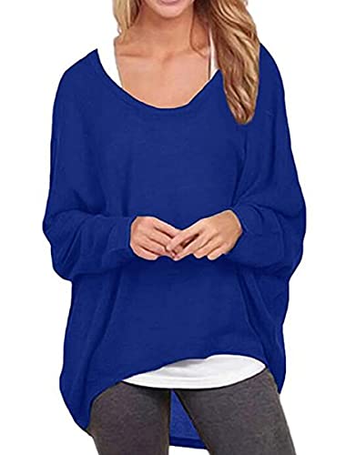 ZIOOER Damen Pulli Fledermausärmel T-Shirt Lose Asymmetrisch Jumper Bluse Langarmshirts Hemd Pullover Sweatshirt Oberteil Oversize Tops Dunkelblau XL ZIOOER Damen Pulli Fledermausärmel T-Shirt Lose Asymmetrisch Jumper Bluse Langarmshirts Hemd Pullover Sweatshirt Oberteil Oversize Tops Dunkelblau XL von ZIOOER