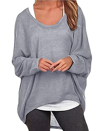 ZIOOER Damen Pulli Fledermausärmel T-Shirt Lose Asymmetrisch Jumper Bluse Langarmshirts Hemd Pullover Sweatshirt Oberteil Oversize Tops G1 Grau M ZIOOER Damen Pulli Fledermausärmel T-Shirt Lose Asymmetrisch Jumper Bluse Langarmshirts Hemd Pullover Sweatshirt Oberteil Oversize Tops G1 Grau M von ZIOOER