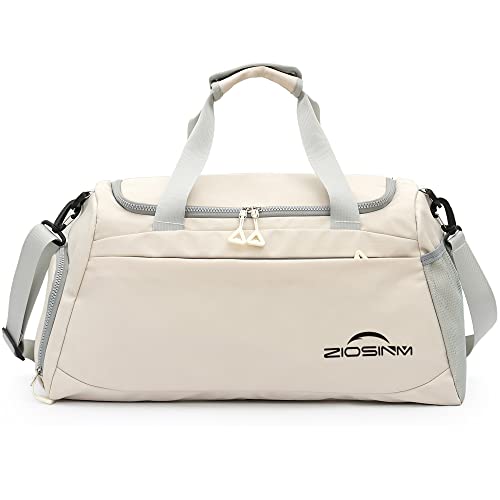 ZIOSINM Reisetasche Groß mit Schuhfach und Nassfach, Wasserdichter Sporttasche Trainingstasche Wochenendtasche Schwimmtasche fur Damen Herren (beige) von ZIOSINM