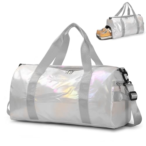 ZIOSINM Sporttasche Damen Fitnessstudio Klein Wasserdicht Sporttasche mit Schuhfach und Nassfach Weekender Reisetasche Gym Bag Damen Mädchen (Weiß) von ZIOSINM