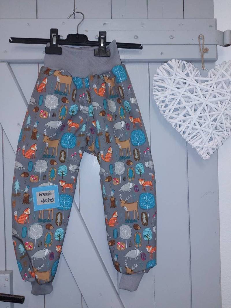 Softshell Hose Matschhose Mädchen Jungen Zipfelzauber Softshellhose Gr.80-140 Pumphose Kinder Matschkleidung Regenhose Waldtiere von ZIPFELZAUBER