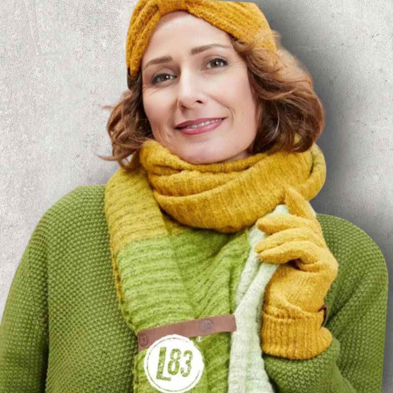 Winterschal Lot83 4-Farbig Quattro Grün Senf Schal Tuch Damen Lang Damenschal Stola von ZIPFELZAUBER