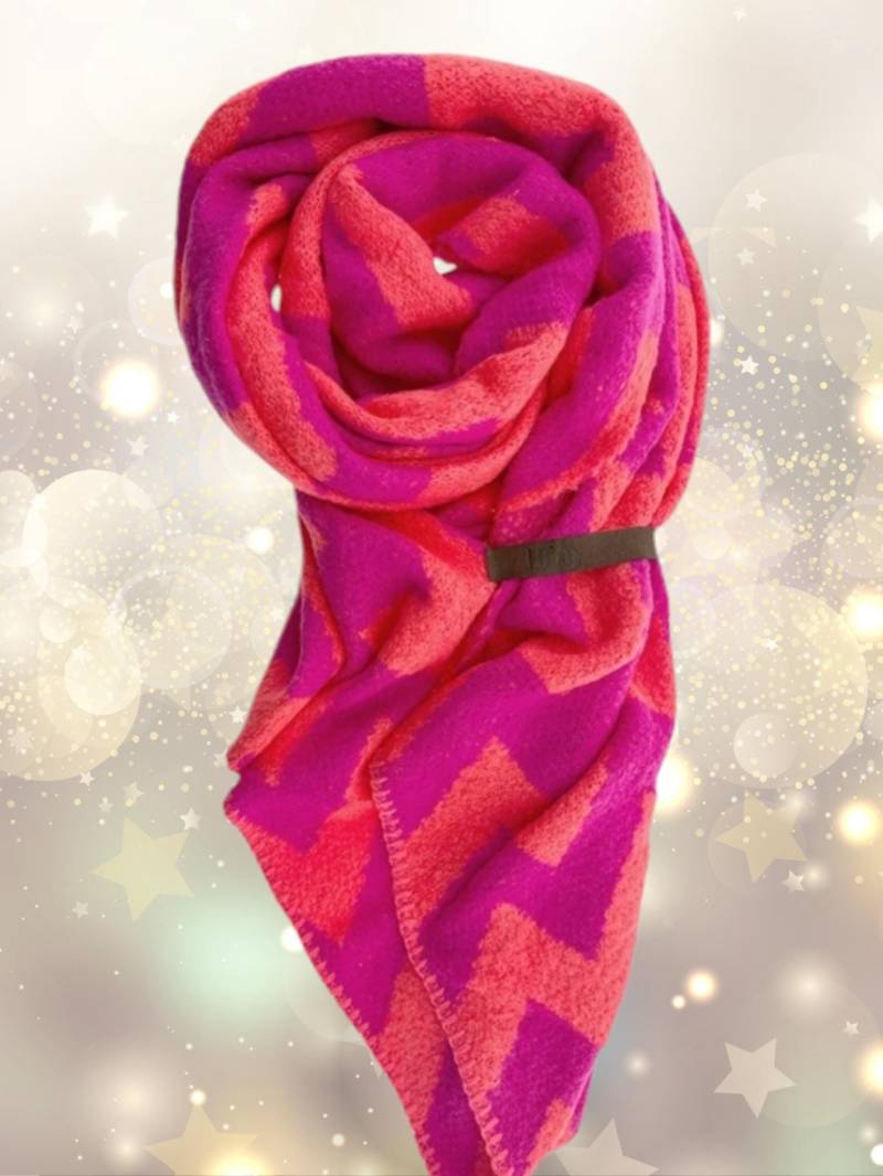 Winterschal Lot83 Pink Orange Mit Zickzack Breit Schal Tuch Damen Lang Damenschal Stola von ZIPFELZAUBER