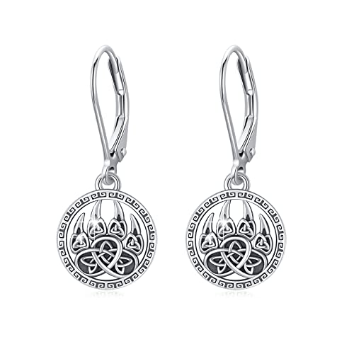 Pfote Tropfen Ohrringe für Damen 925 Sterling Silber Keltischer Hängend Ohrringe Wolf Pfote Ohrringe Triquetra Schmuck Geschenke für Frauen Mädchen Tochter Freund von ZIPPICE