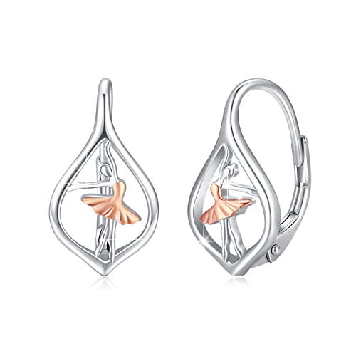 Ballerina Ohrringe für Damen 925 Sterling Silber Ballett Band Ohrring Ballett Creolen Ohrringe Schmuck Geschenke für Frauen Mädchen Tochter Freund von ZIPPICE