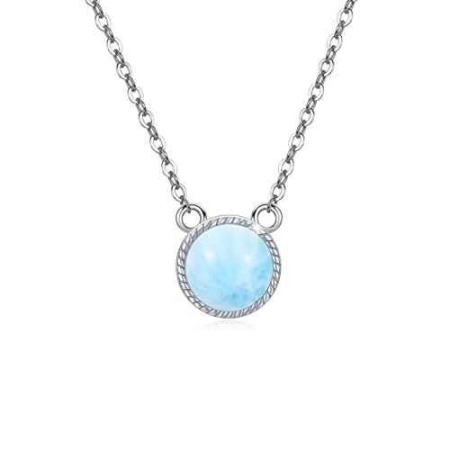 ZIPPICE Blau Larimar Silber Halskette, Ozean Atlantis Thema Halskette, 925 Sterling Silber/Larimar/Platin plattiert natürlichen Edelstein Halskette, Schmuck Geschenke für Frauen und Mädchen von ZIPPICE