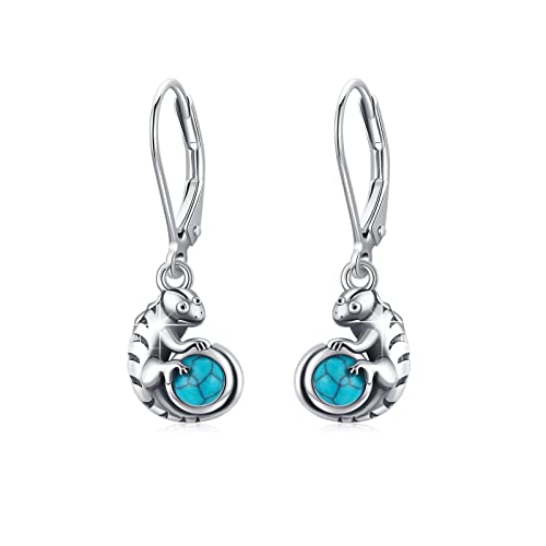 Echsen Ohrringe für Damen 925 Sterling Silber Türkis Gecko Ohrringe Echsen Tropfen Ohrringe Hypoallergen Tiero Schmuck Geschenke für Frauen Mädchen Tochter von ZIPPICE