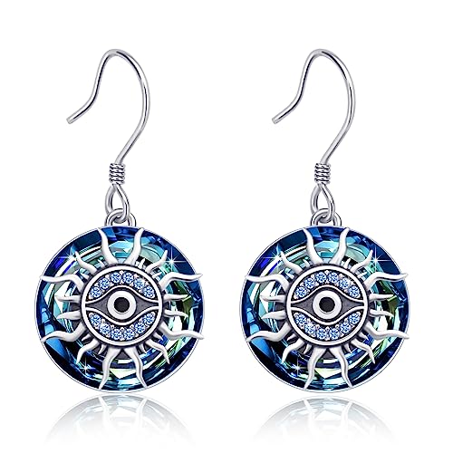 Evil Eye Ohrringe 925 Sterling Silber 14mm Österreichischer Kristall Evil Eye Ohrhänger Kristall Evil Eye Schmuckset von ZIPPICE