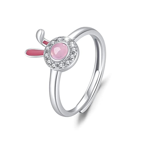 ZIPPICE Hasenring für Damen, 925er Sterlingsilber Verstellbarer Offener Hasenring Ostergeschenke Hasenring Schmuck für Mädchen Tochter von ZIPPICE