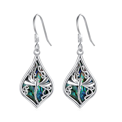 Libelle Ohrringe für Damen 925 Sterling Silber Mondstein/Abalone Hängend Ohrringe Libelle Mondstein/Abalone Ohrringe Schmuck Geschenke für Frauen Mädchen Tochter Freund (Abalone) von ZIPPICE