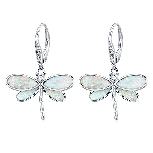 Libellen Ohrringe 925 Sterlingsilber Opal Creolen Libellen Ohrringe baumelnde Ohrringe Libellen Ohrringe Libellen Schmuck Geschenke für Frauen Mädchen von ZIPPICE