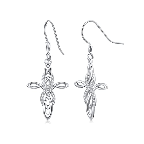 Möbius Kreuz Ohrringe Damen Ohrringe 925 Sterling Silber Hängende Tropfenohrringe Schmuck Geschenke für Frauen Mädchen von ZIPPICE