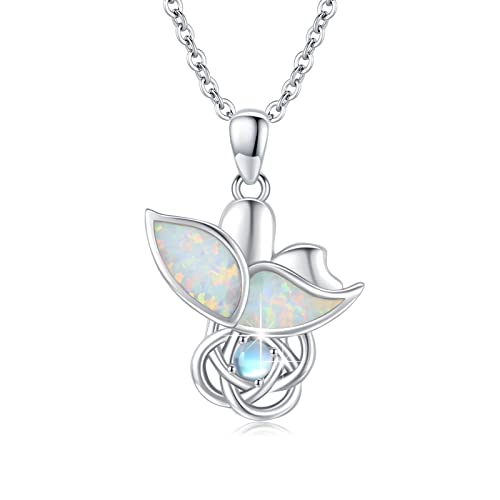 ZIPPICE Mondstein Kette Keltischer Knoten Schmetterling Anhänger Halskette 925 Sterling Silber Opal Halskette Damen Schmuck Geschenk für Mädchen von ZIPPICE