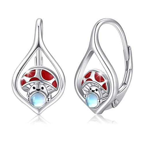 Pilz Ohrringe Pilz Creolen 925 Sterlingsilber Mondstein Pilz Schmuck Geschenke für Frauen Teenager Mädchen von ZIPPICE