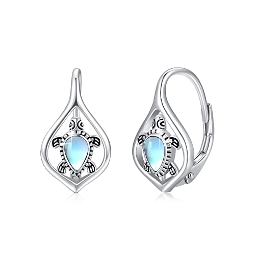 Schildkröte Ohrringe 925 Sterling Silber Mondstein Schildkröte Creolen Meeresschildkröte Ohrstecker Niedliche Ozean Tier Schmuck Geschenke für Frauen Mädchen von ZIPPICE