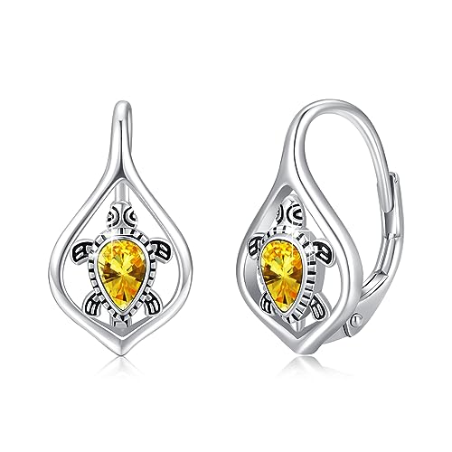 Schildkröten Ohrringe Geburtsstein Ohrringe November 925 Sterlingsilber Brisur Ohrring Niedlicher Tier Creolen Ohrring Hypoallergen Täglicher Schmuck Geschenk für Frauen Mädchen von ZIPPICE