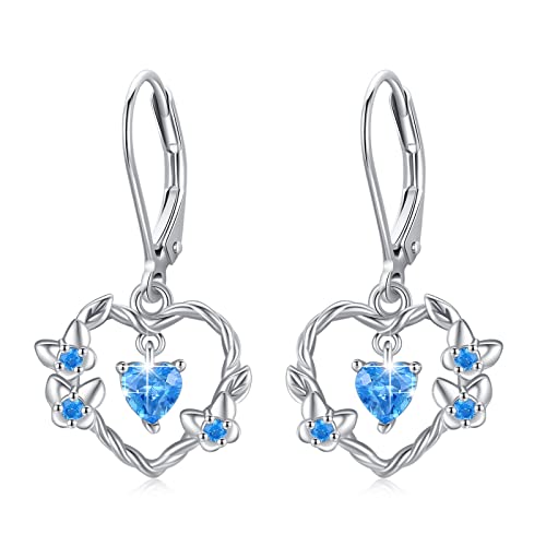 Herz Schmetterling Ohrringe für Damen 925 Sterling Silber Zirkonia Schmetterling Dangle Niedliche Creolen Ohrringe Hebel Schmuck Geschenk für Mädchen Frauen von ZIPPICE