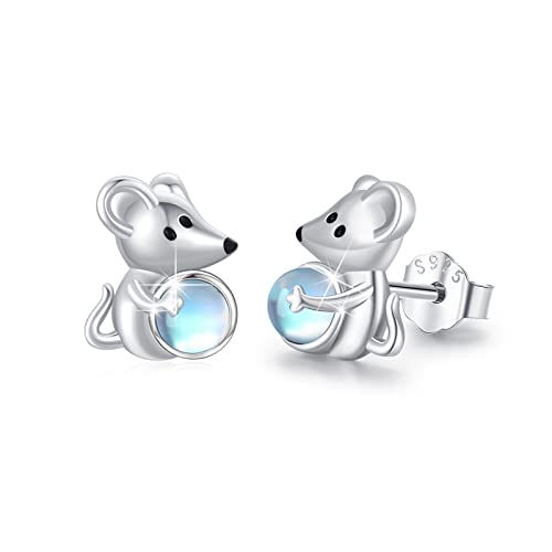 Tier Ohrringe für Damen 925 Sterling Silber Schwein/Faultier/Igel/Maus Ohrstecker Hypoallergen Geschenke Schmuck für Frauen Tochter Mädchen (Maus) von ZIPPICE